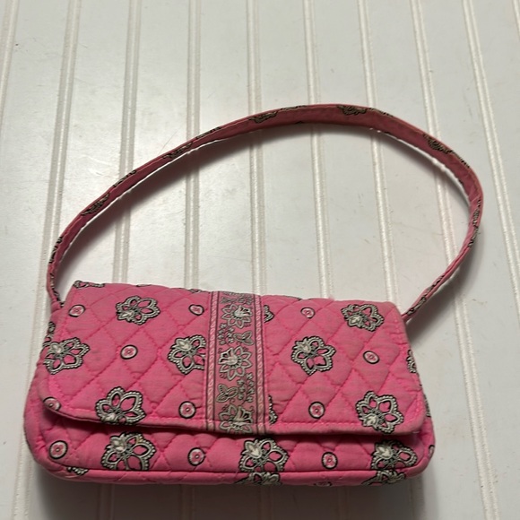 Vera Bradley Flamago Pink Small Flap Front Purse Shoulder Bag Cotton Quilted - Picture 1 of 4